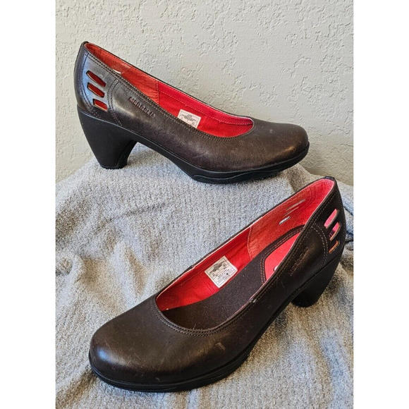 Merrell Women's Leather Pump Heels Shoes J56124 Coffee Brown Sz 9.5 Cutout Round - Picture 2 of 9